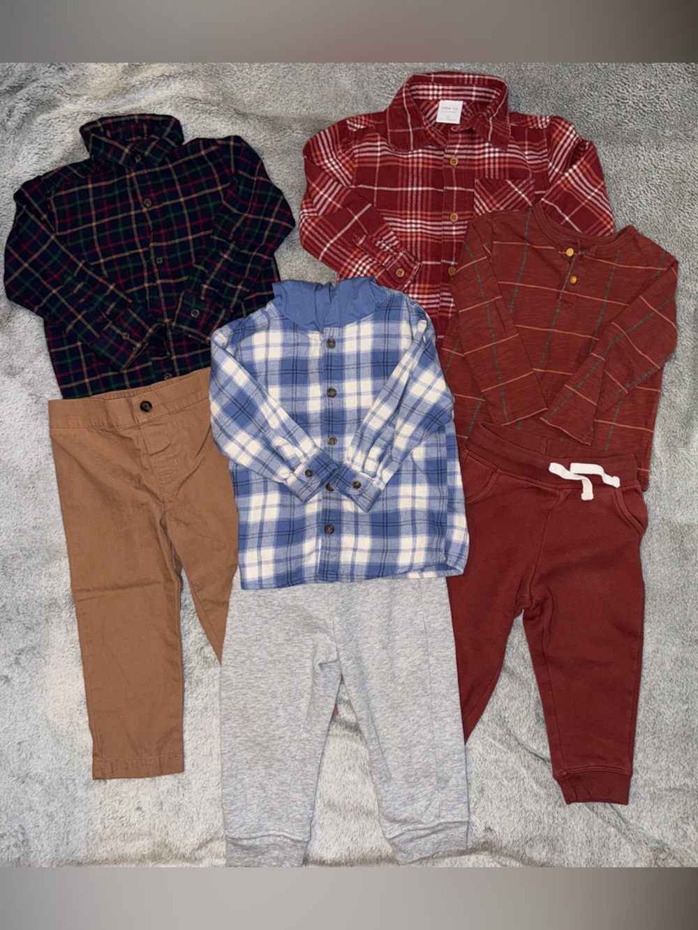 Boys' Plaid Button-Up Shirts with matching pant